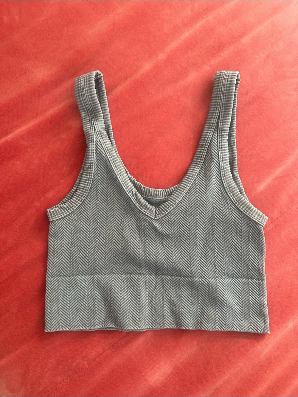 Nikibiki blue/grey Ribbed V-Neck Crop Tank Top